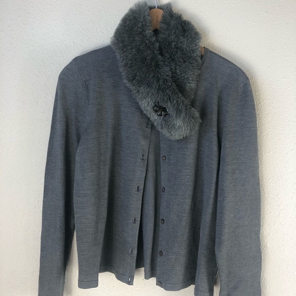 Josephine Chaus Cardigan with Detachable Faux Fur